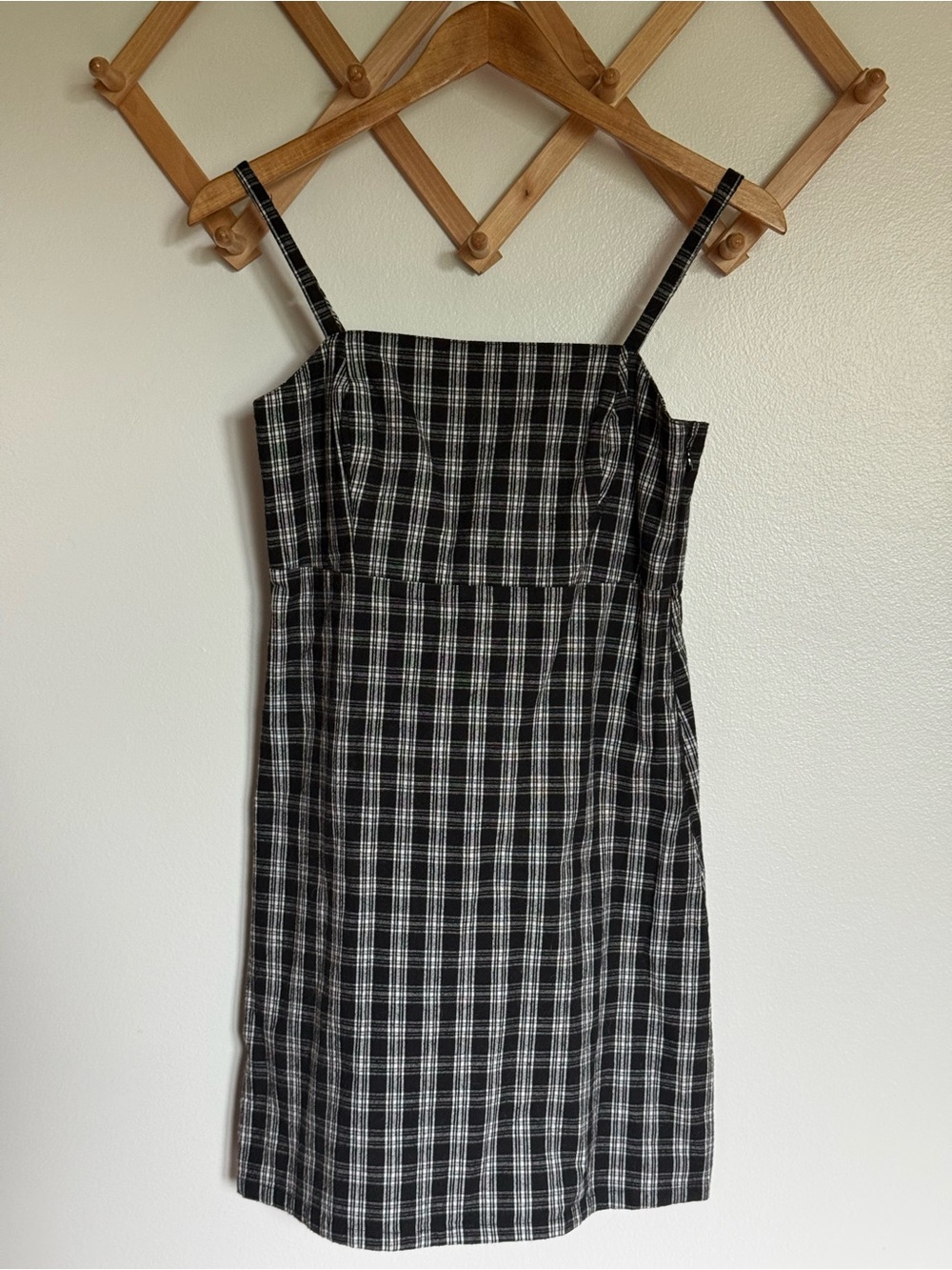 Hollister Black and White Plaid Mini Sundress